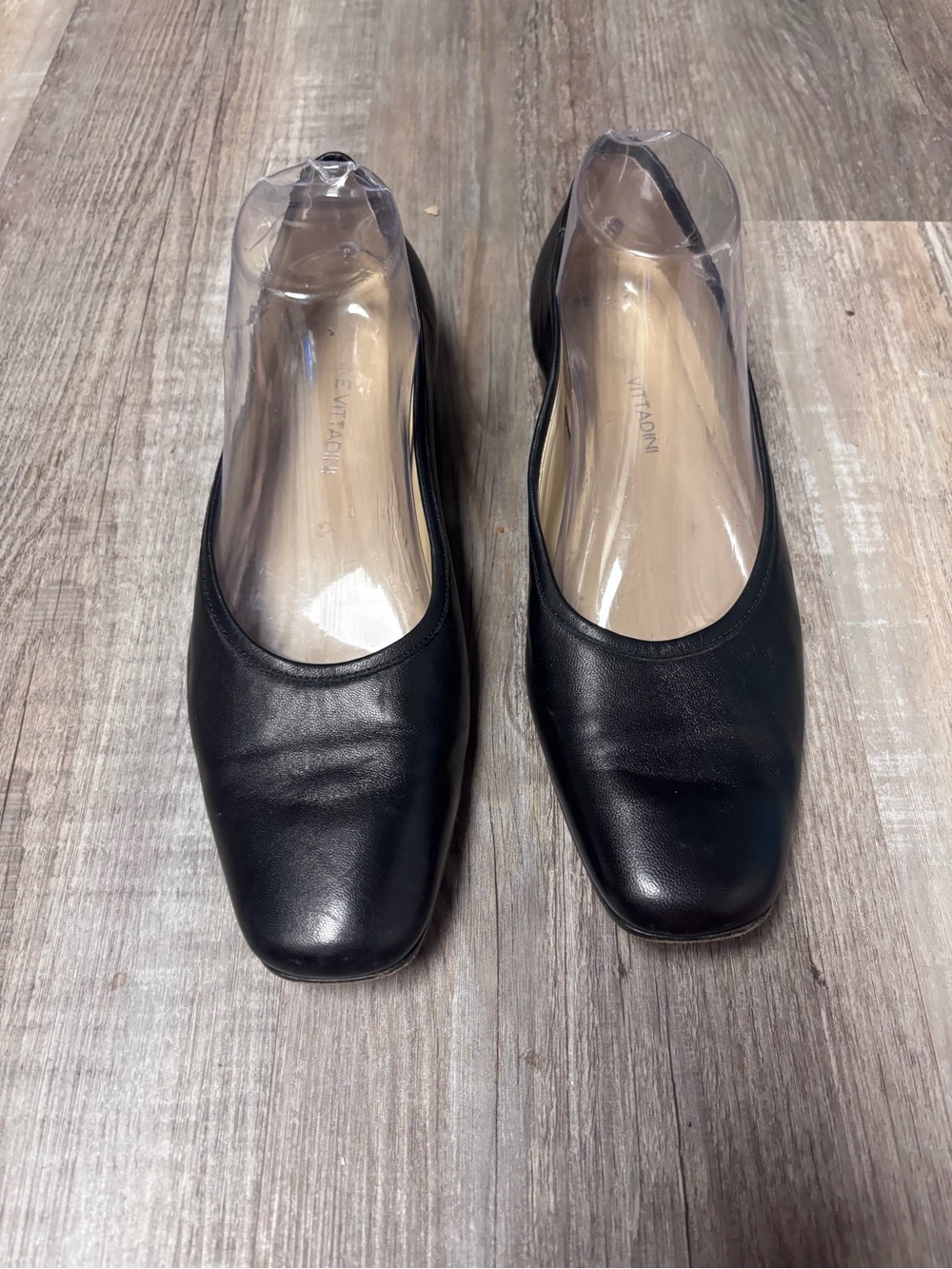 Black Leather Square Toe Minimalist Lagenlook Ballet Flats